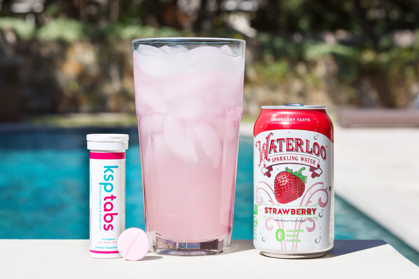 A berry KSP tube with a Waterloo Watermelon sparkling beverage.