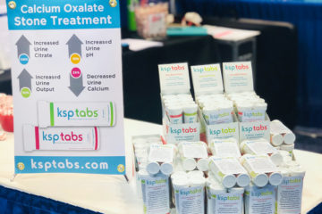 KSPtab trial packs on a table with a sign giving the benefits of KSP.