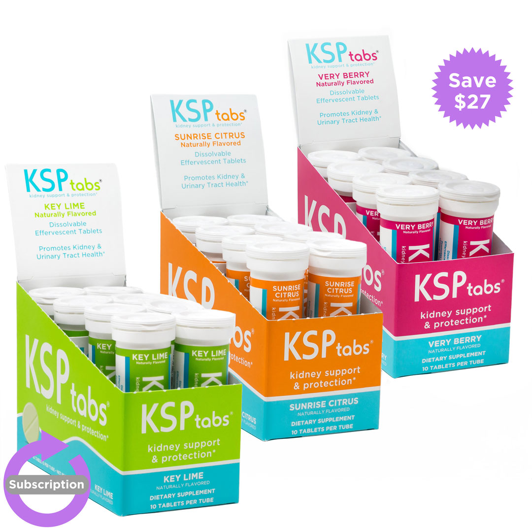 Box of all three flavors of KSP tabs subscription